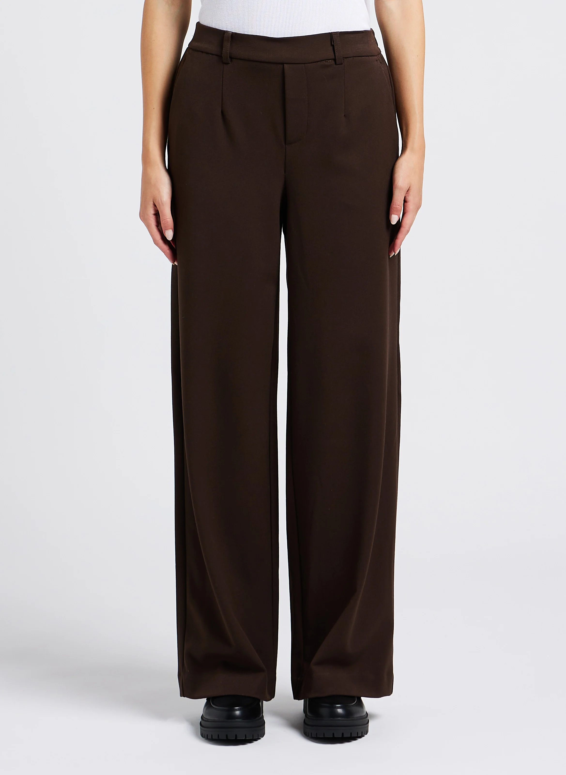Pantalon fluide à pinces| Beige