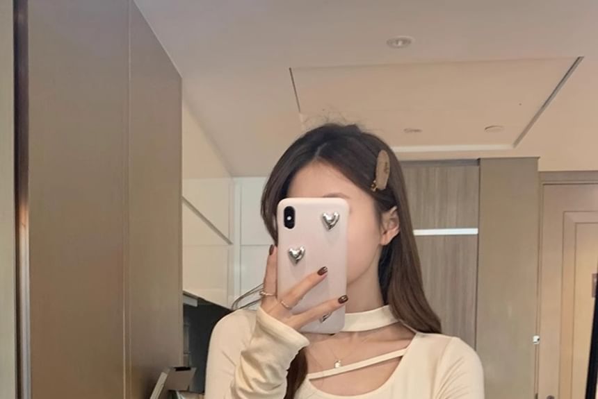 Girls Supply - T-shirt met lange mouwen en een rechte hals en een uitgesneden cropped slim fit