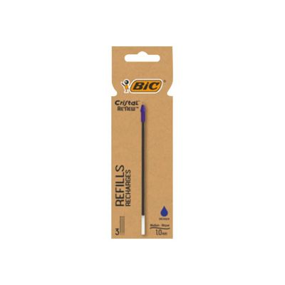 BIC Cristal Re'New - Pack de 3 recharges pour stylo à bille - noir