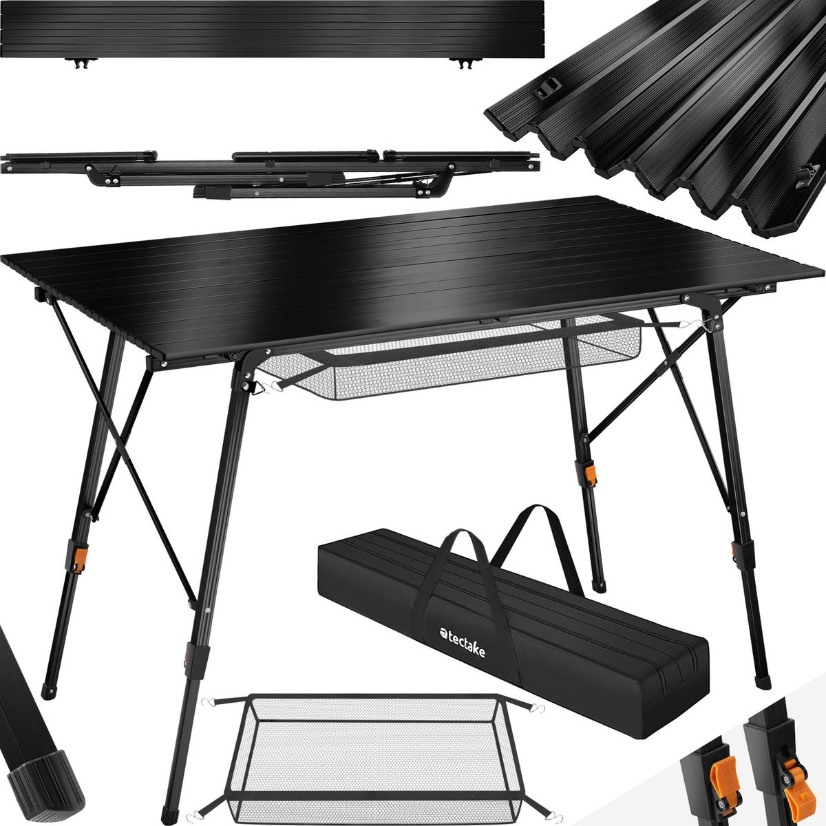 tectake Bastian opvouwbare kampeertafel 120 x 70,5 x 58 – 79 cm