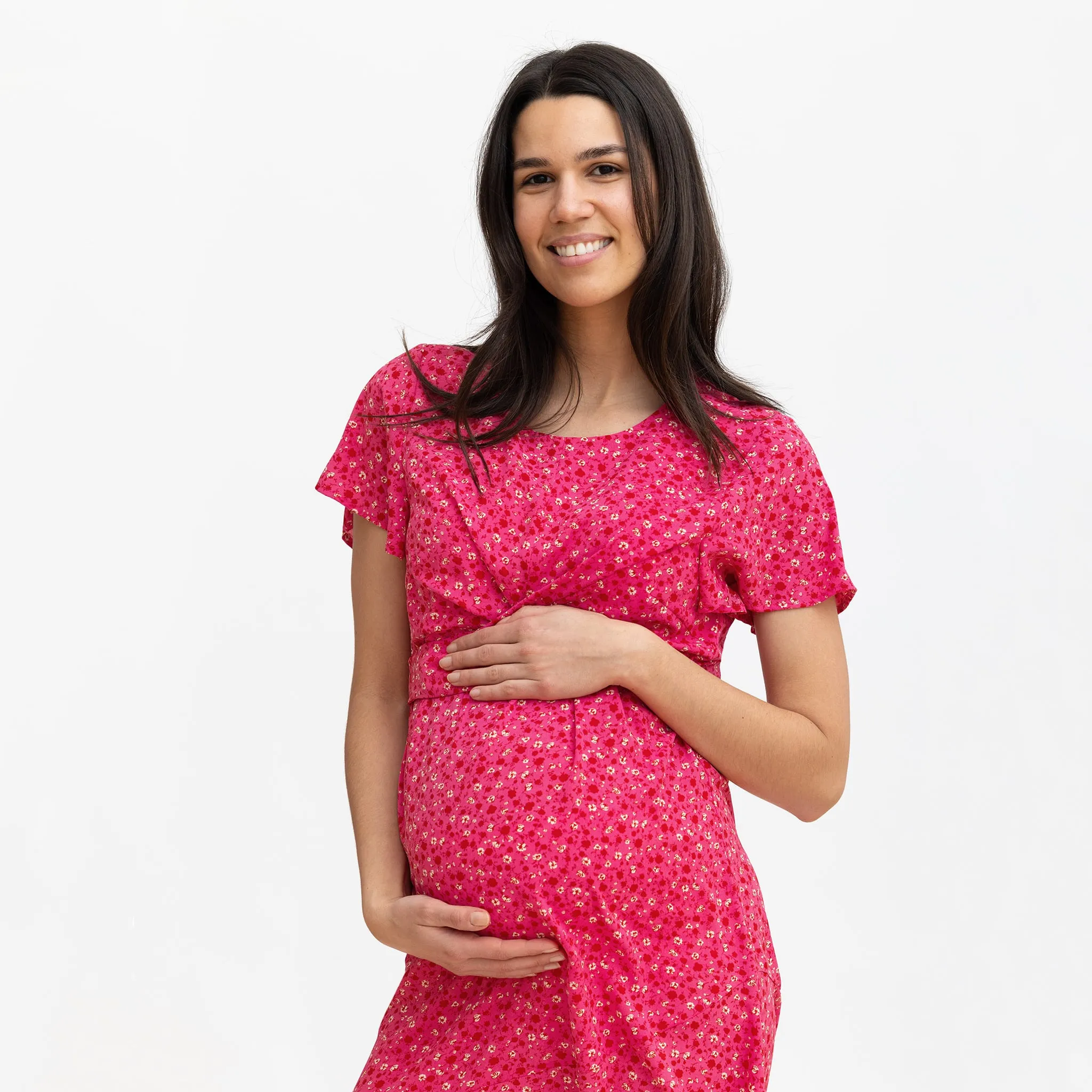 Bella Maternité Robe Fleurs Fuchsia