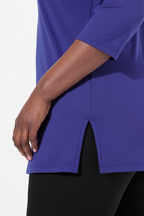 Shirt, tiefer Rundhalsausschnitt, 3/4 Arm