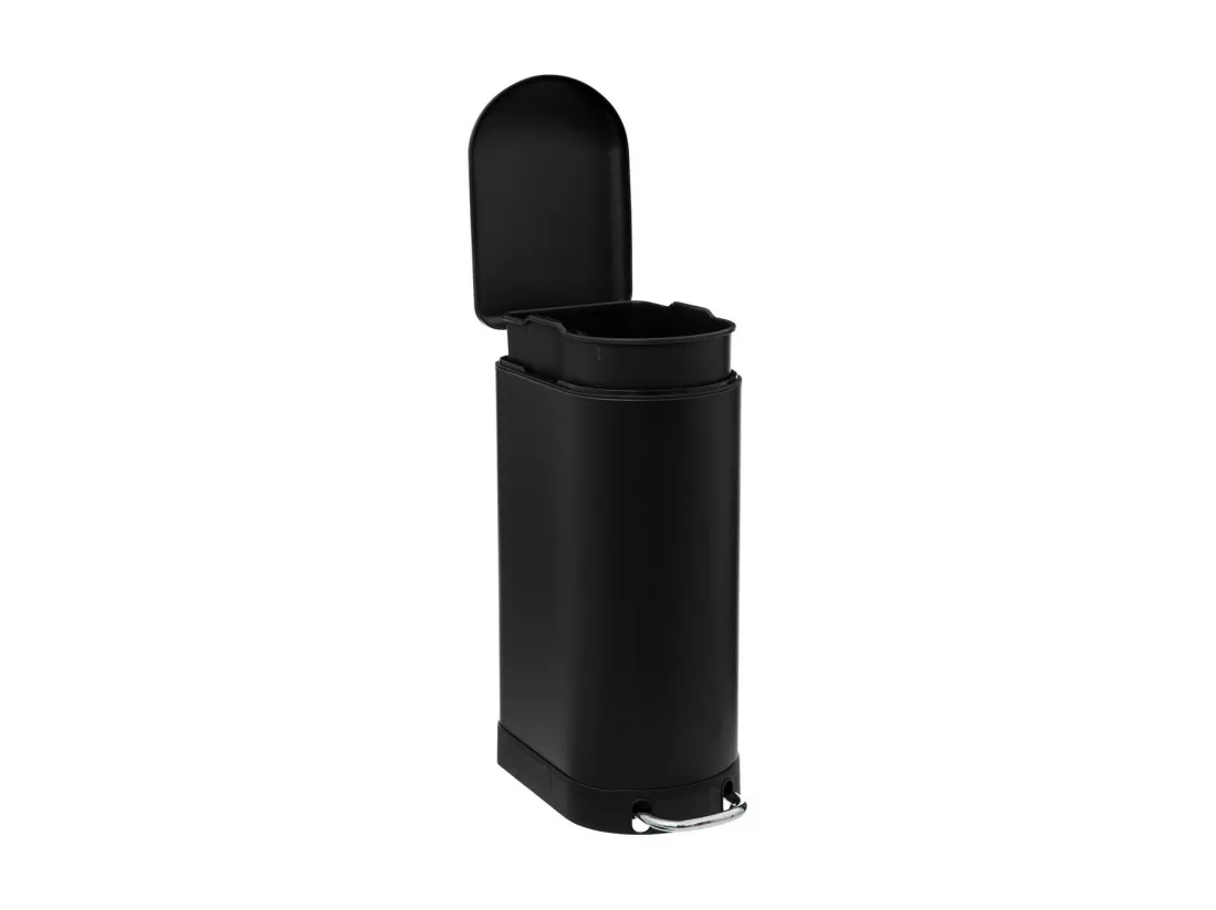 Poubelle 30 Litres en métal Noir ouverture à pédale