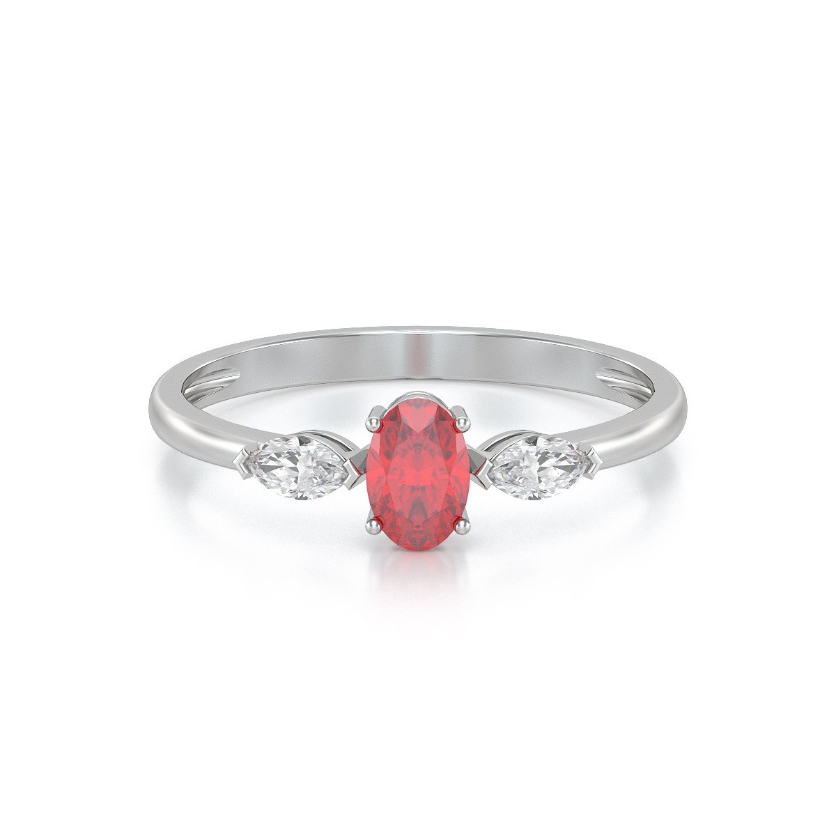 Bague ADEN Or 585 Blanc Rubis et diamants 1.604grs