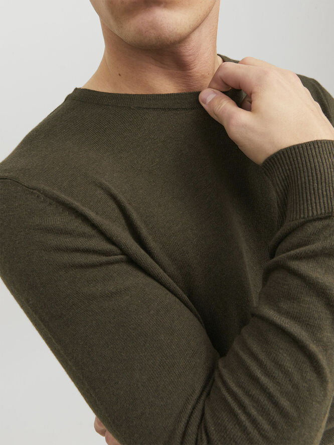 Jack & Jones JJEEMIL KNIT CREW NECK NOOS Olive night/melange
