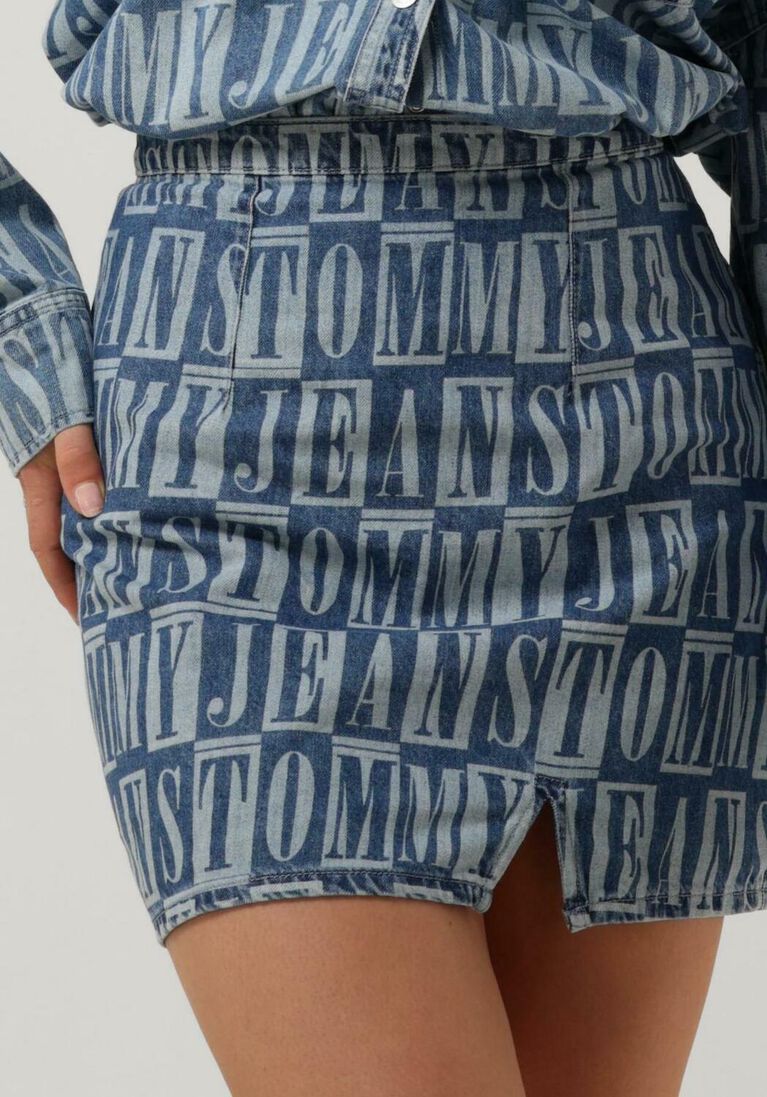 TOMMY JEANS blauwe tommy jeans  tjw tj denim spellout mini skirt