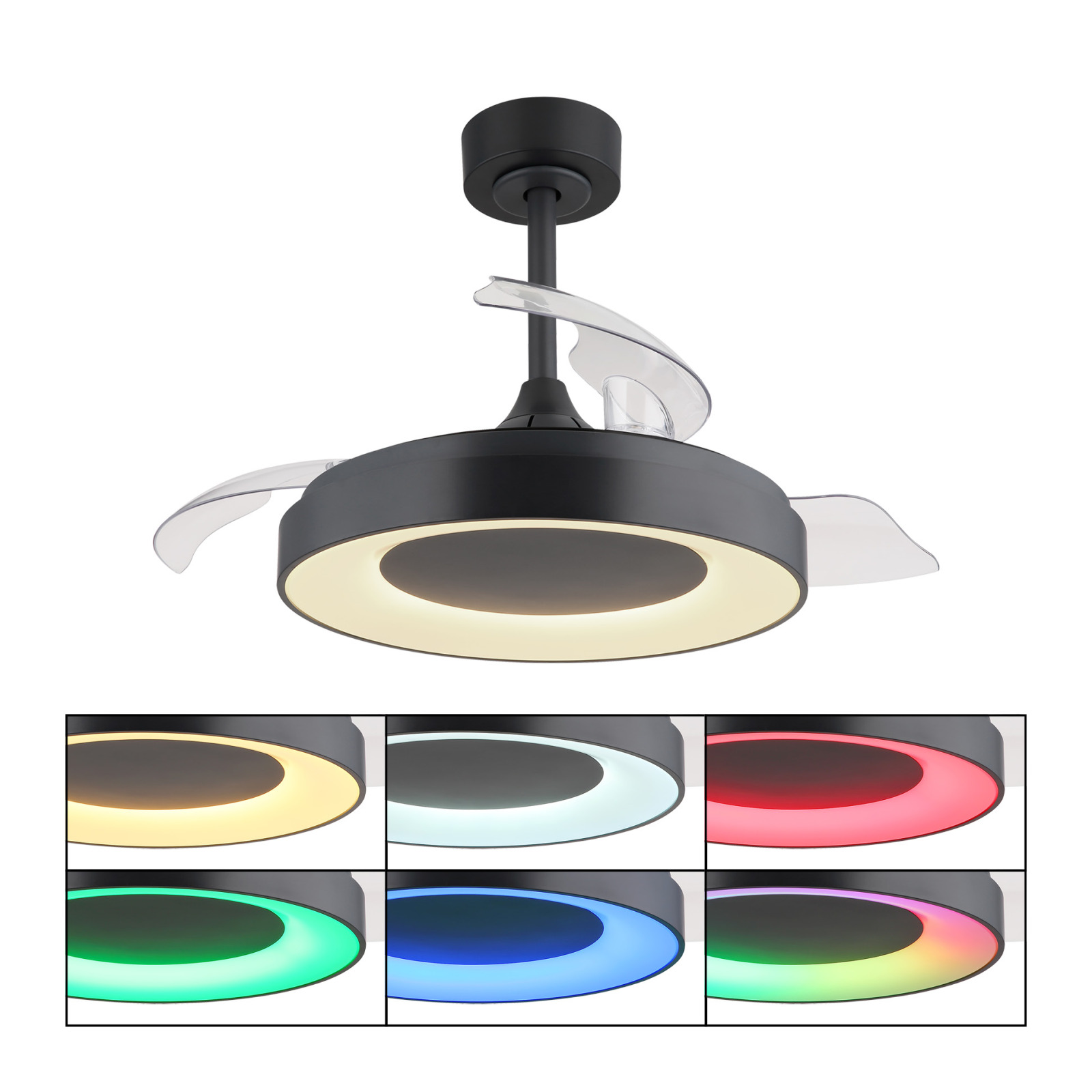 LED-Deckenventilator - grau matt - Ø 91 cm