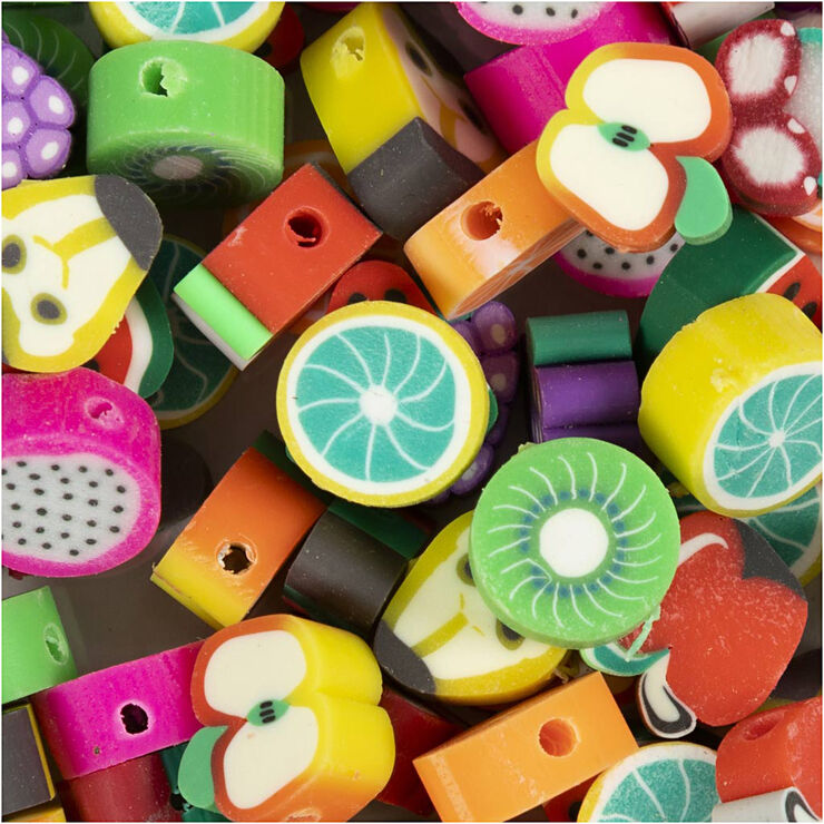 Creativ Company Figurperler, Frugt, diam. 10 mm, hulstr. 1,5 mm, 60 stk.