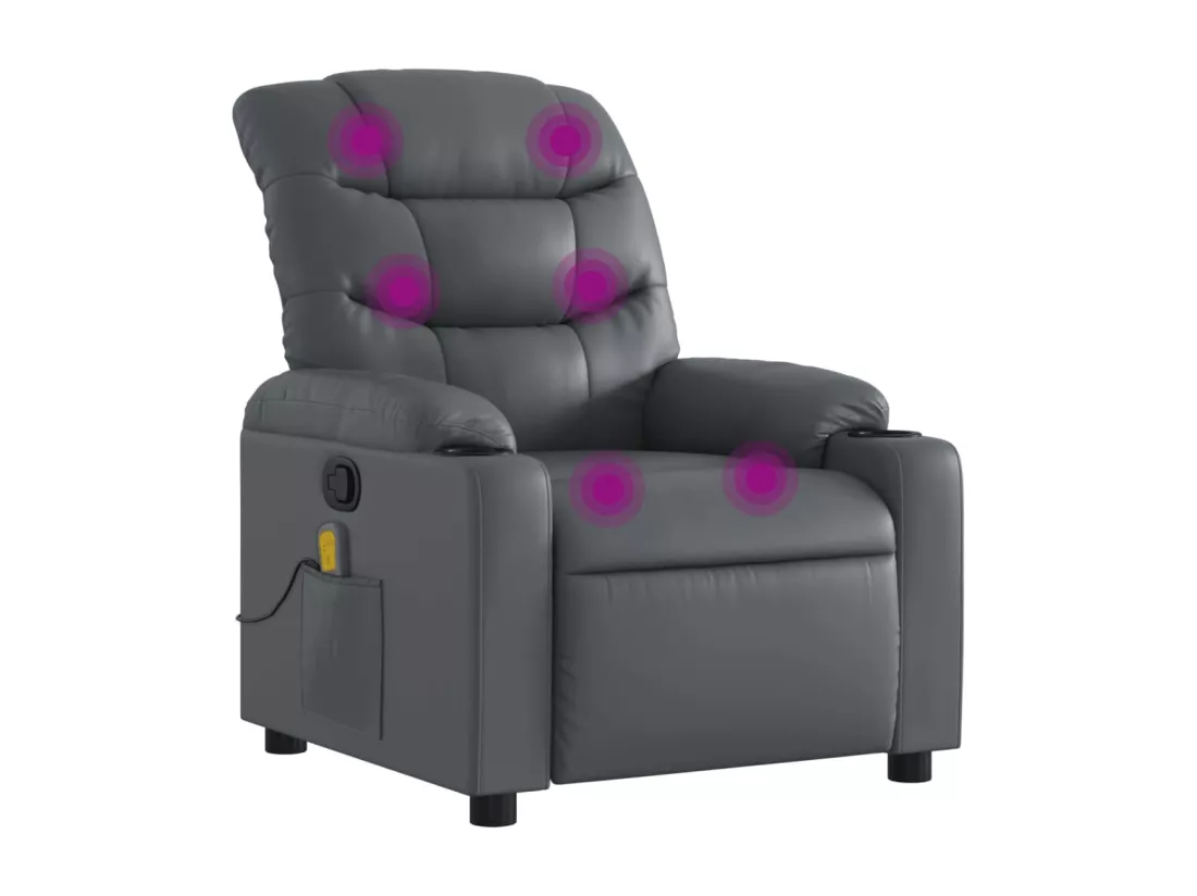 Fauteuil massant inclinable Gris Similicuir
