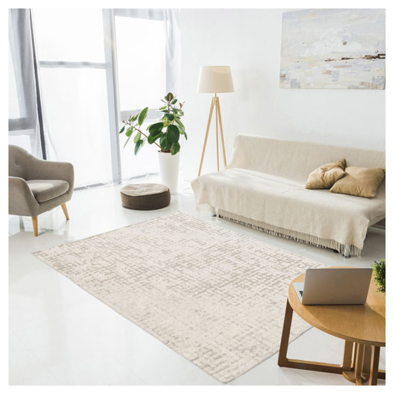 Tapis tissé en polyester recyclé et jute - arun - gris et crème - 120 x 170 cm