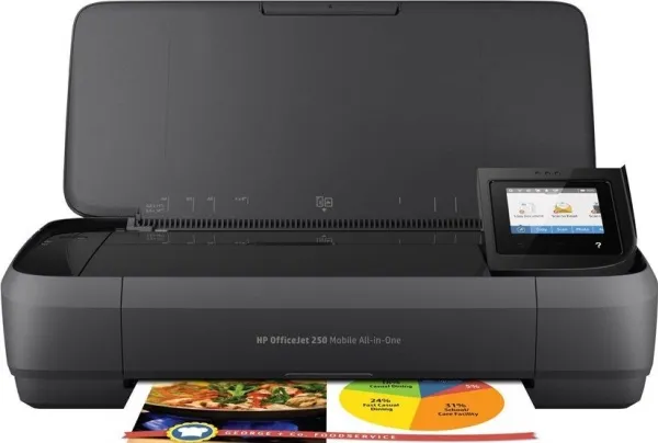 HP Officejet 250 Mobile All-in-One - Multifunktionsprinter - farve - blækprinter - Legal (216 x 356 mm) (original) - A4/Legal (medie) - op til 8 spm (kopiering) - op til 10 spm (udskriver) - 50 ark - USB 2.0, USB vært, Wi-Fi