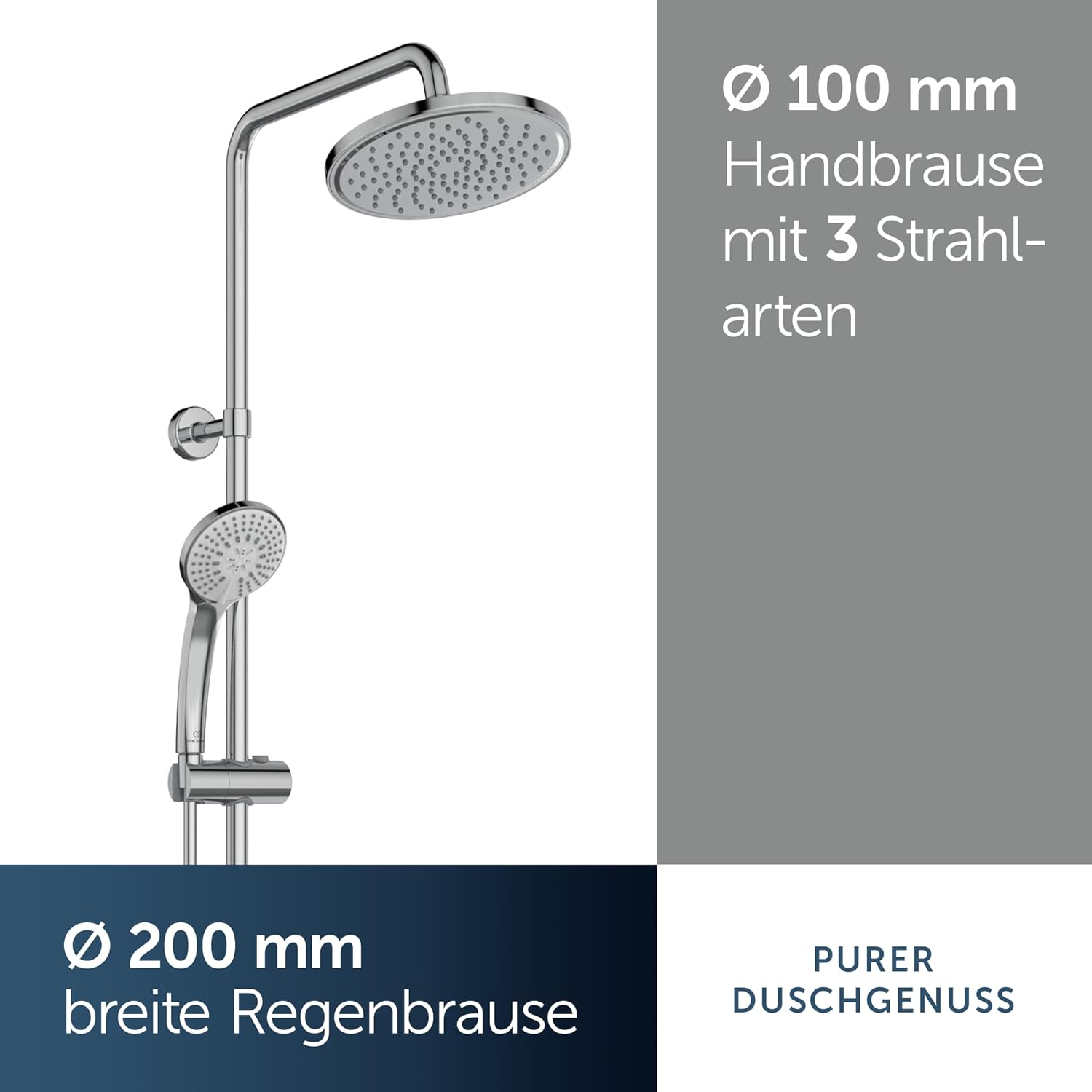 CERATHERM T25 | Duschsystem AP 315x492.5x1117 mm in chrom, 12.0 l/min (3 bar) | Thermostatfunktion, Wasser- & Energiesparend, CoolBody, Sicherheitssperre