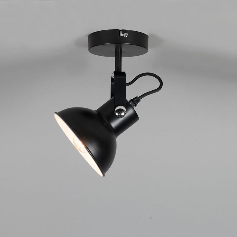 Industriële wand- en plafondlamp zwart kantelbaar - Guida