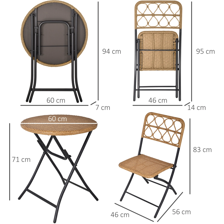 Outsunny 3-teilige Sitzgruppe faltbar natur