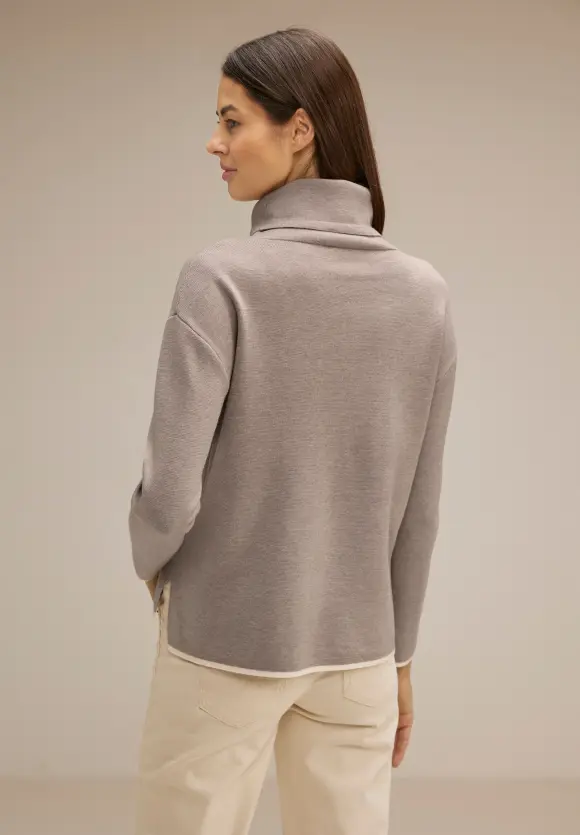 Pullover mit Tunnelzugband - whisper mocca melange