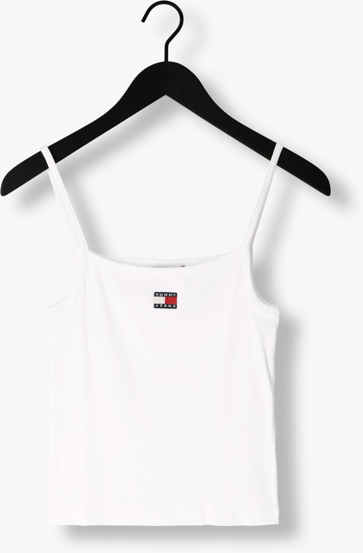 TOMMY JEANS witte tommy jeans top tjw badge rib strap top
