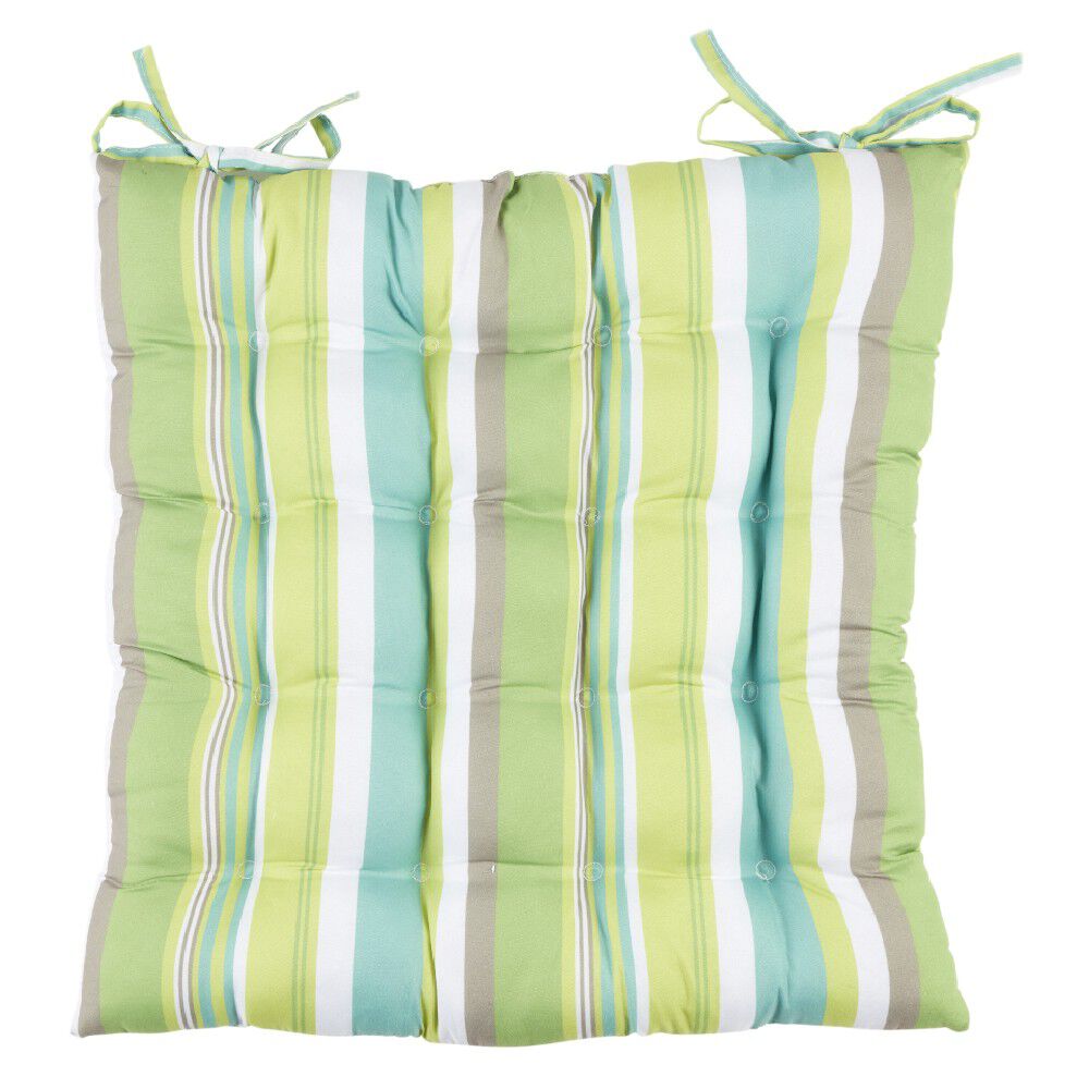 Galette de chaise carrée bayadère vert multicolore x2