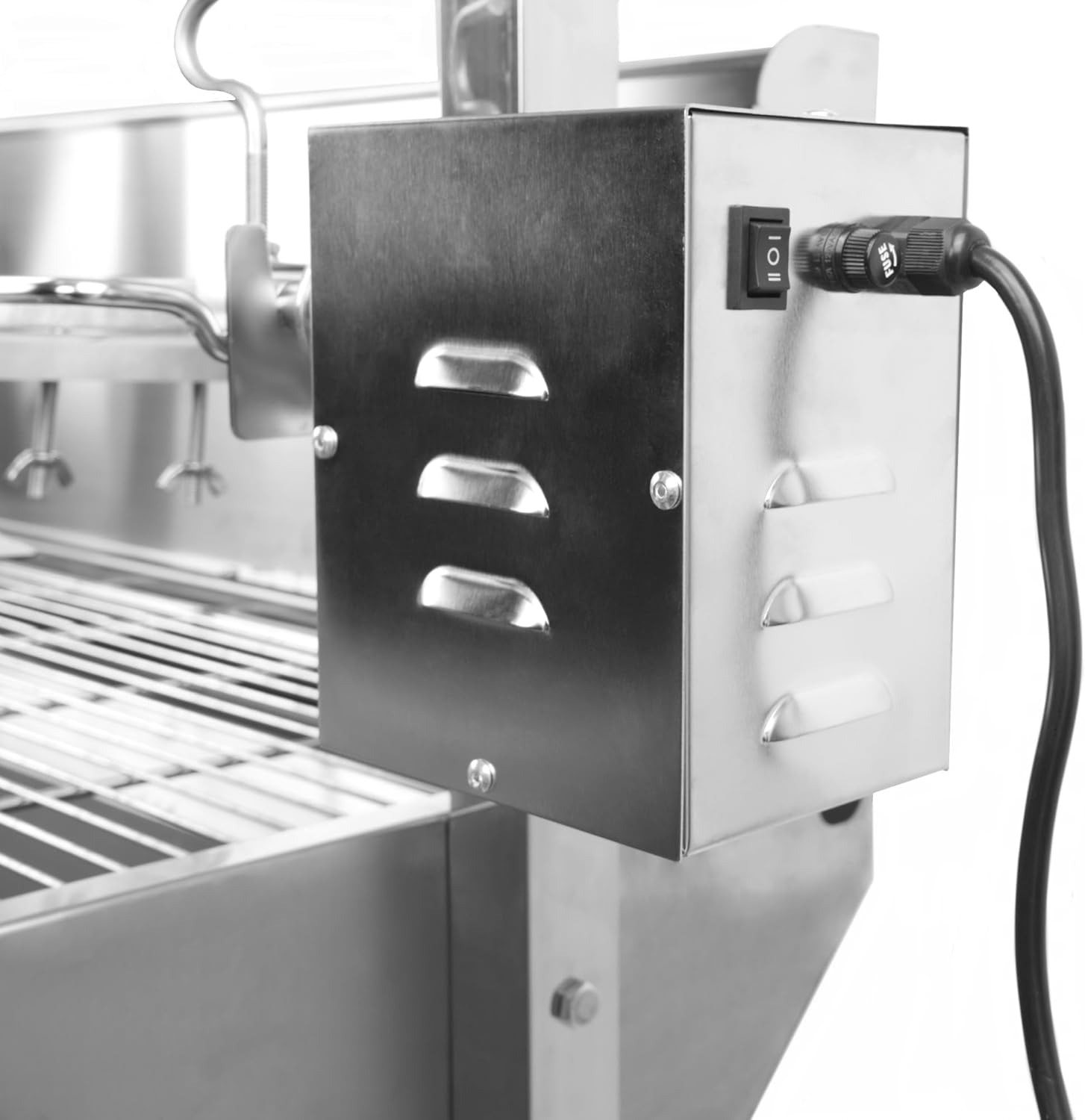 BBQ-Toro Mobiler Edelstahl Spanferkelgrill | Bis zu 60 kg | Rotisserie Grill Mit Motor, Spießbratengrill | Spießgrill für Schwein und Lamm, Schweinegrill mit Rollen, Elektrischer Grillspieß