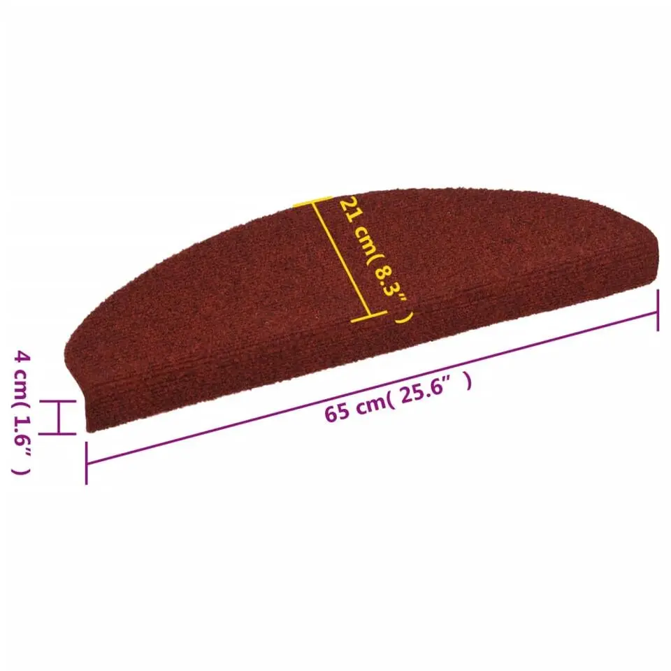 vidaXL - Trapmat - Rood - Polypropyleen - 65 x 21 x 4 cm - 15 stuks