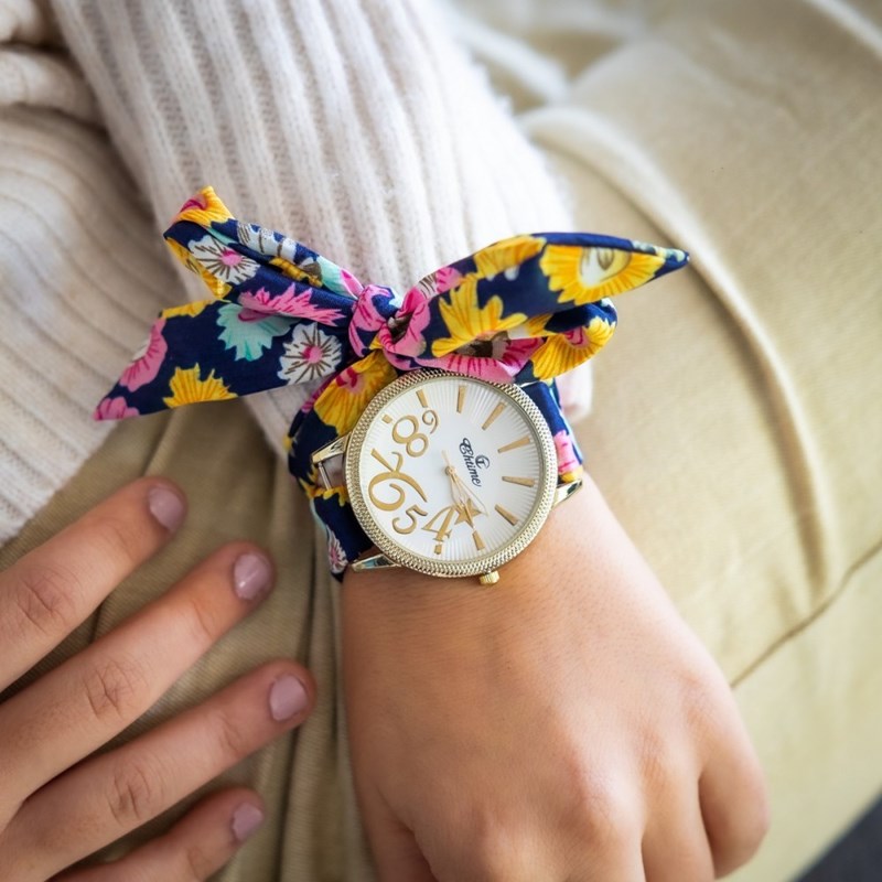Montre Femme CHTIME bracelet Tissu Bleu
