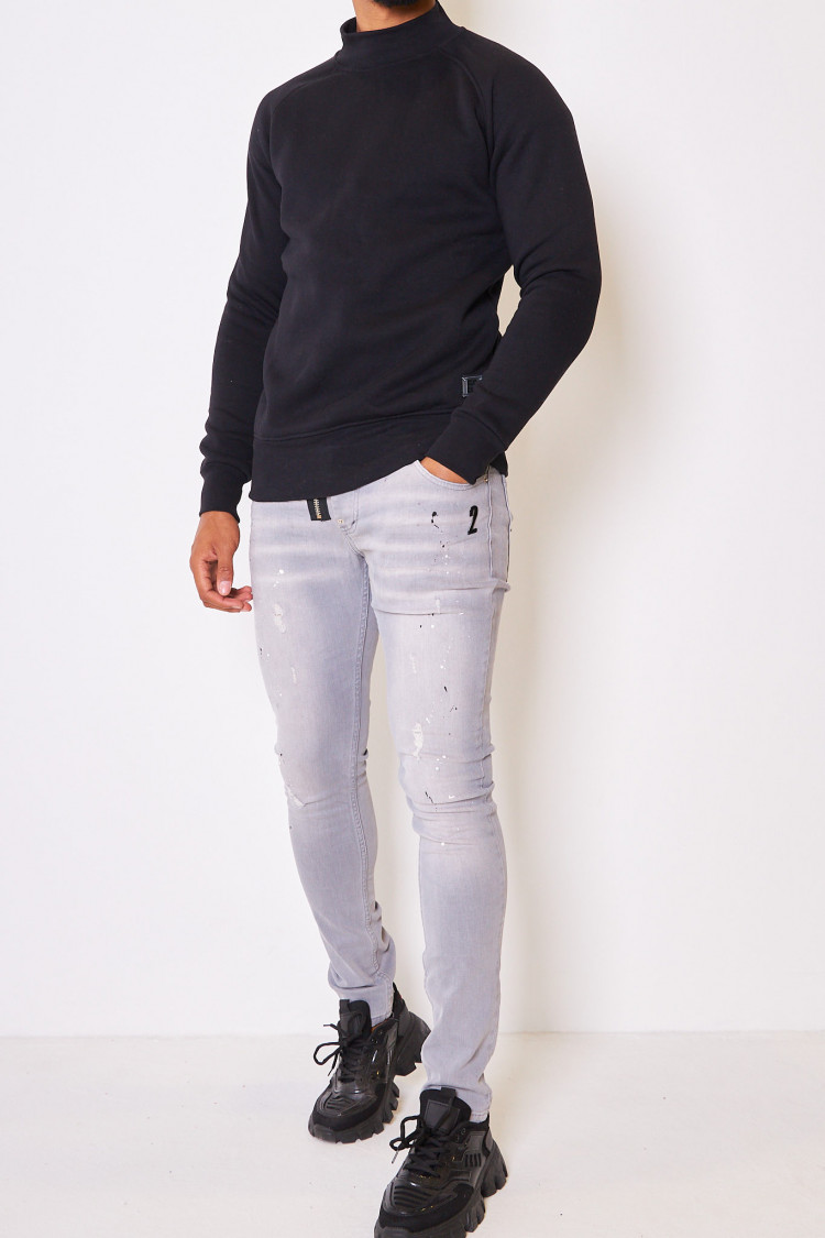 Sweat noir col montant