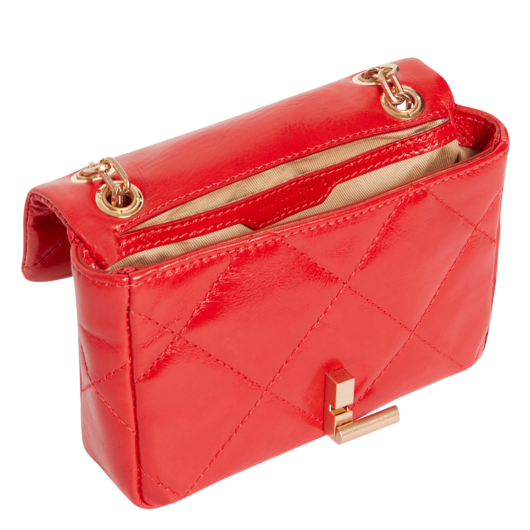 NANO MOON - Sac bandoulière matelassé en cuir | Rouge