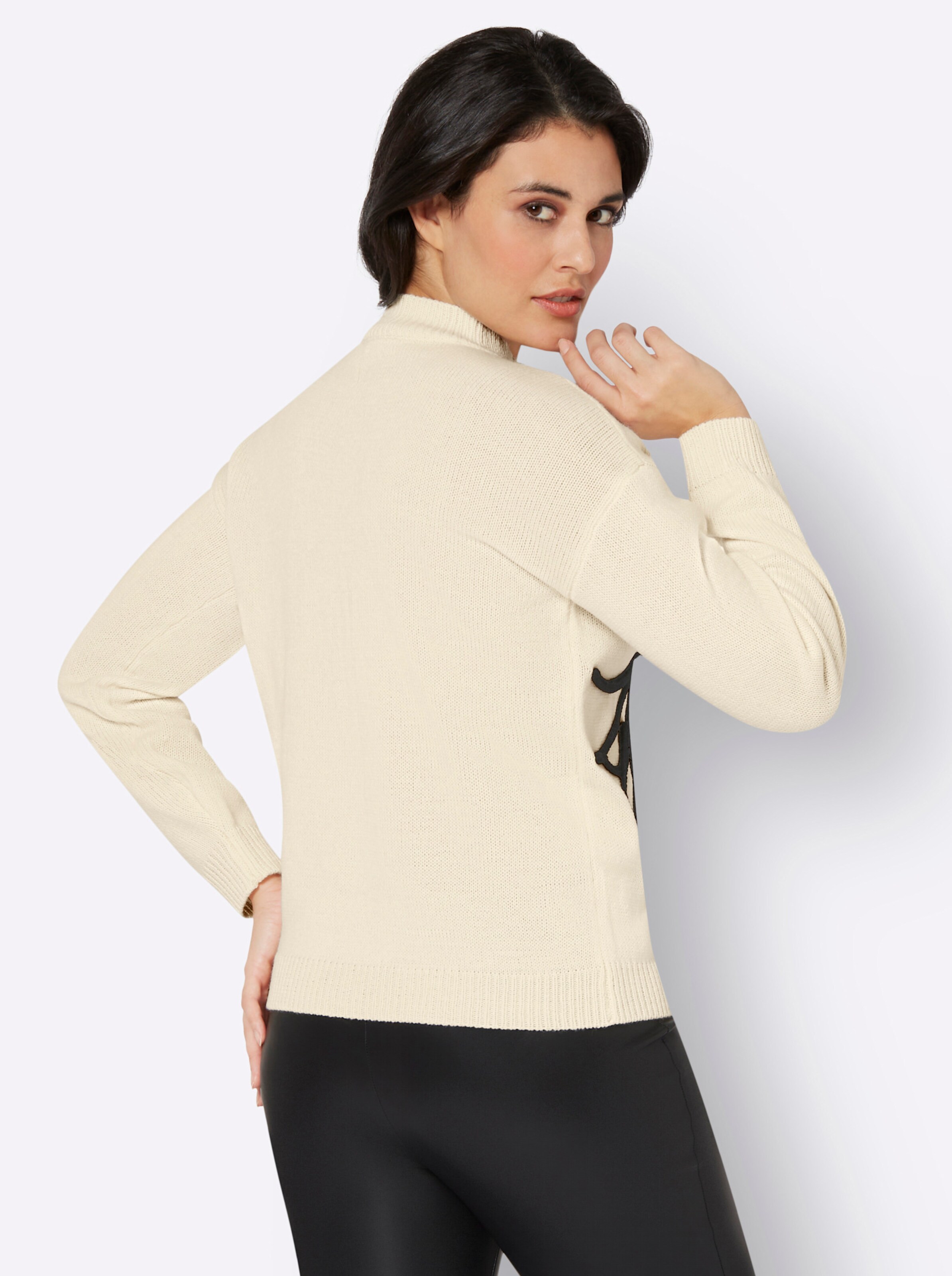 Pullover in champagner-schwarz-gemustert