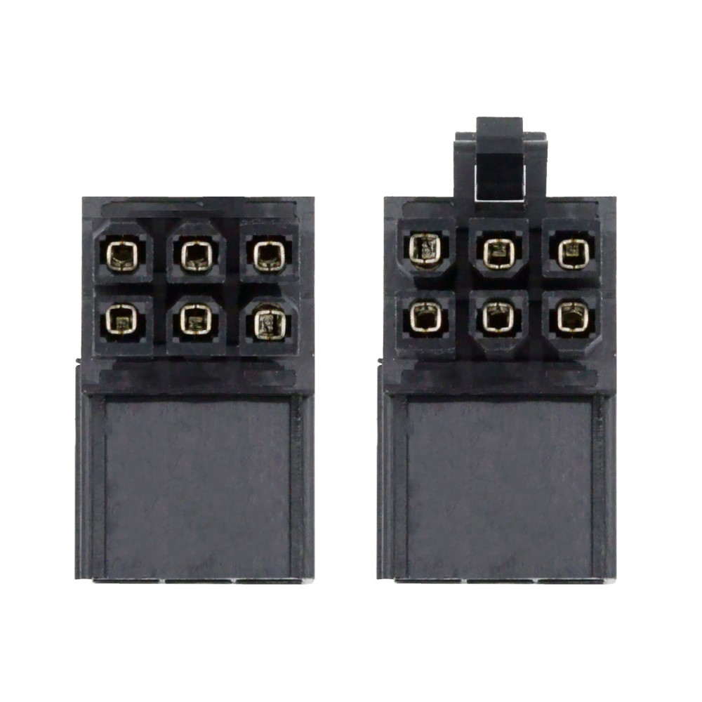 (2er Set) 90° 6-pol. ATX (W) auf ATX (M) Power-Header Stromadapter für Grafikkarten (GPU) - Schwarz