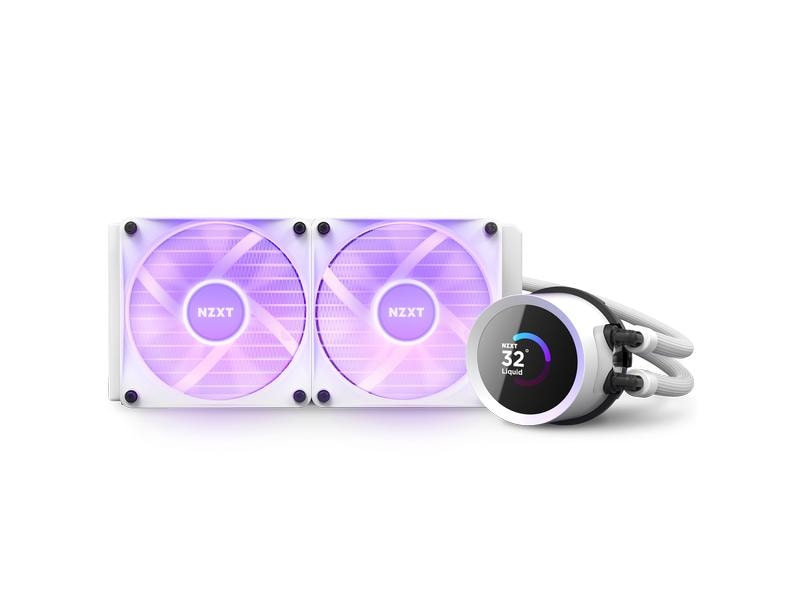 NZXT Wasserkühlung Kraken 240 RGB Weiss Wasserkühler für Intel und AMD Prozessorsockel mit LCD-Anzeige und RGB-Lüftern