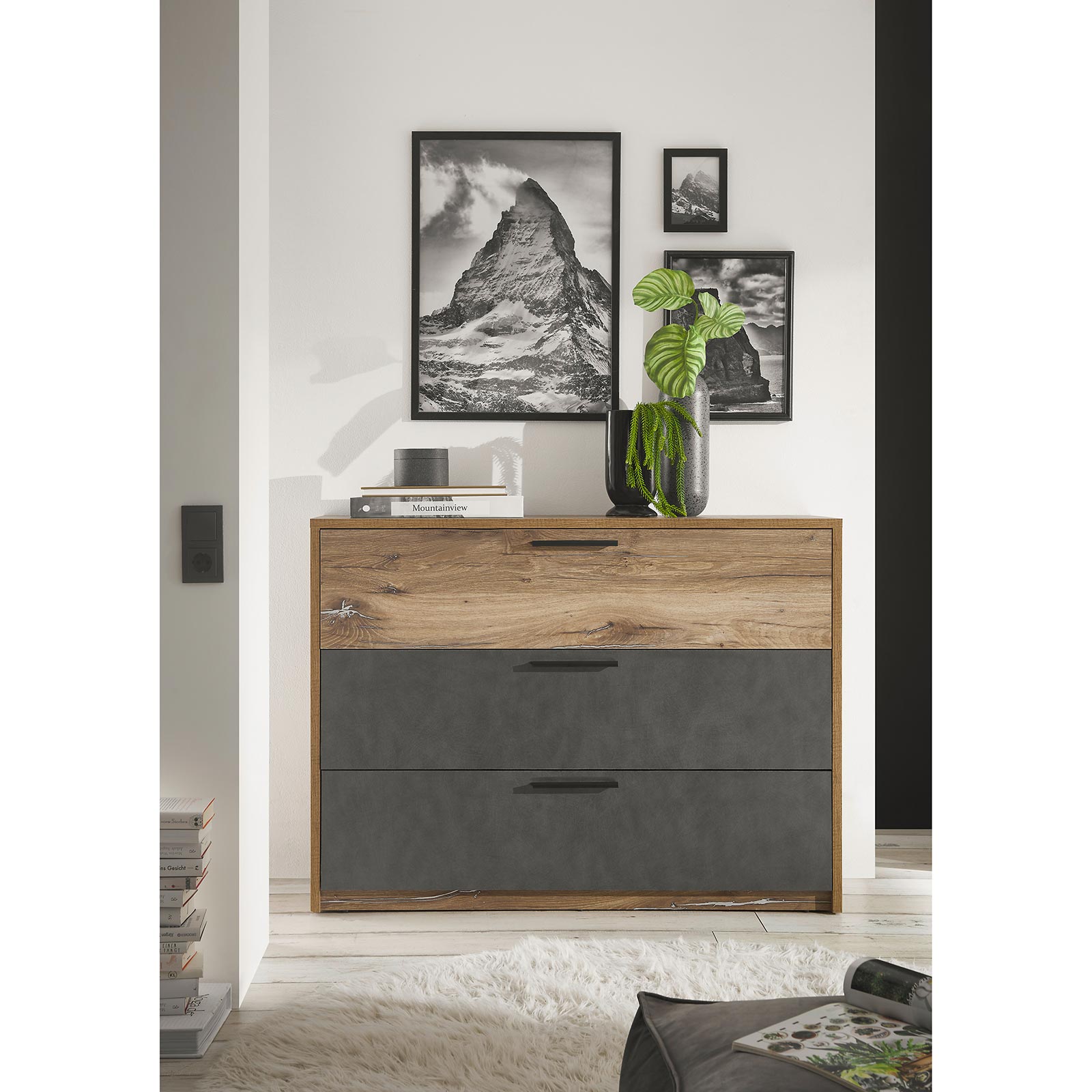 Kommode - Flagstaff Eiche dunkel - Matera - 125 cm