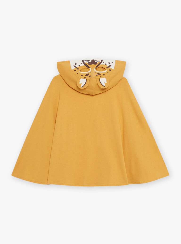 Pyjama deux pièces jaune moutarde en coton avec cape tête de léopard