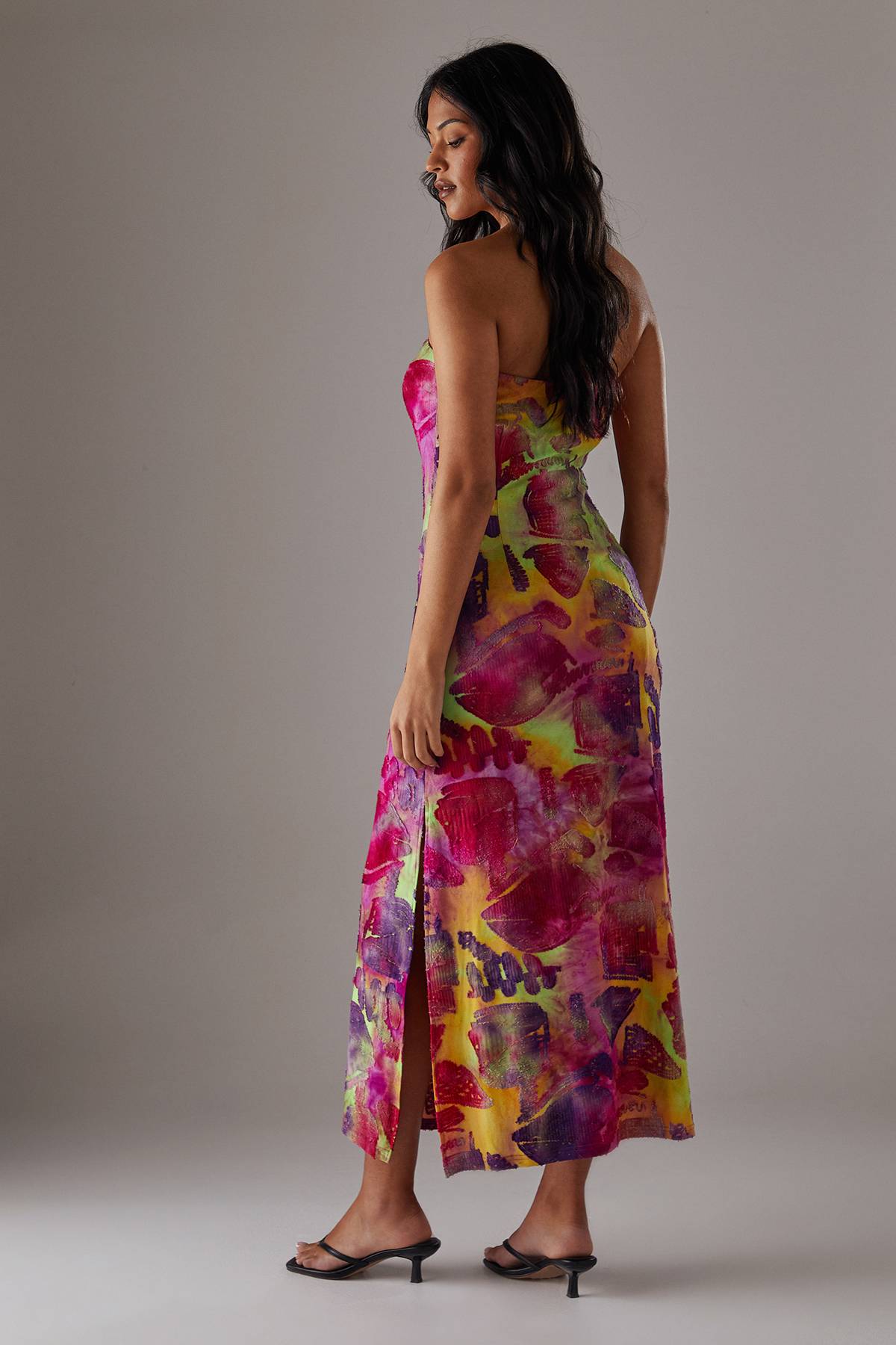 Warehouse Robe Maxi Bandeau En Tissu Dévoré