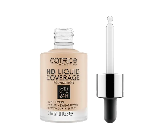CATRICE_HD Liquid Coverage Foundation 24H mattifying face foundation 010 Light Beige 30ml