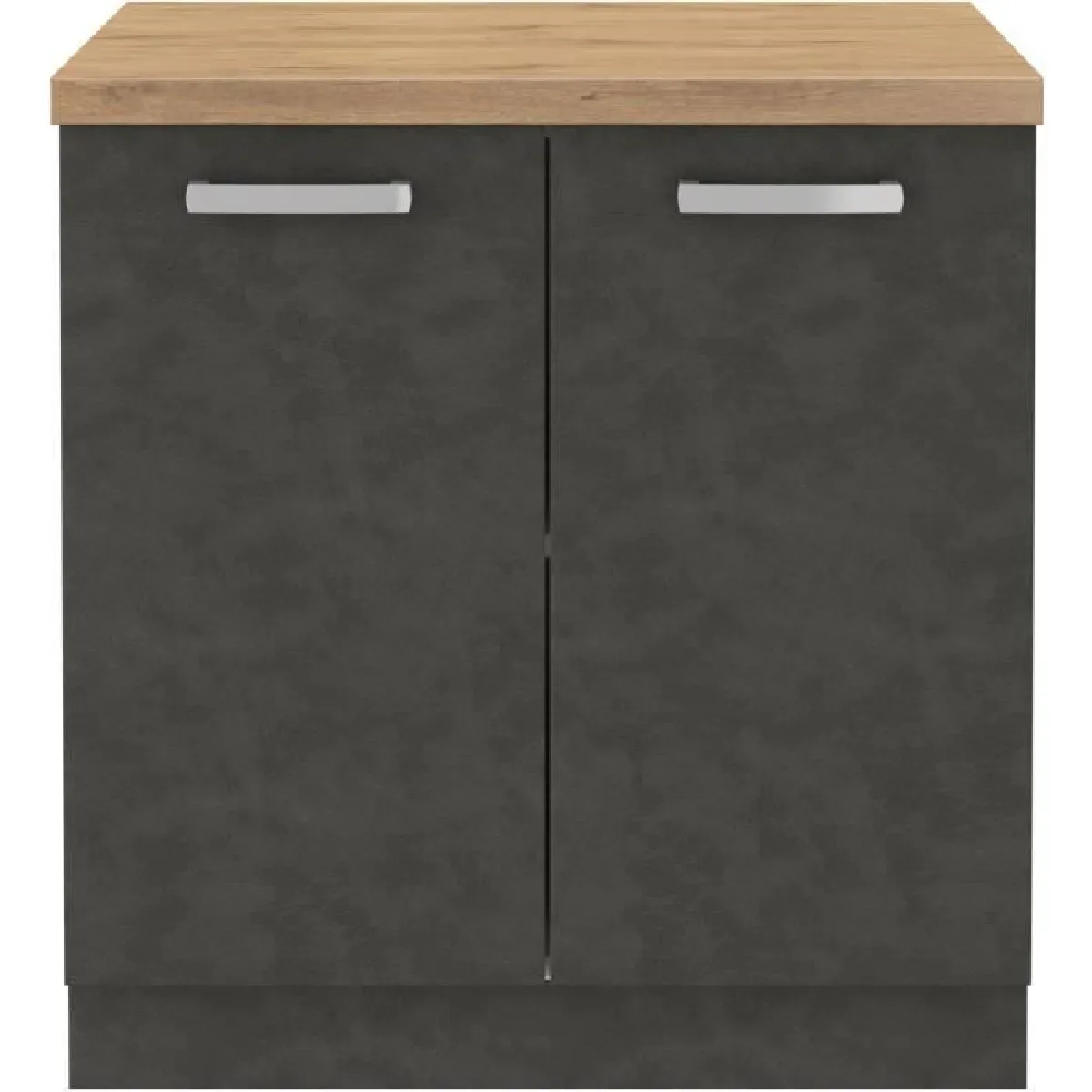 TBS Meuble Bas 2 Portes Battantes - Gris Mat