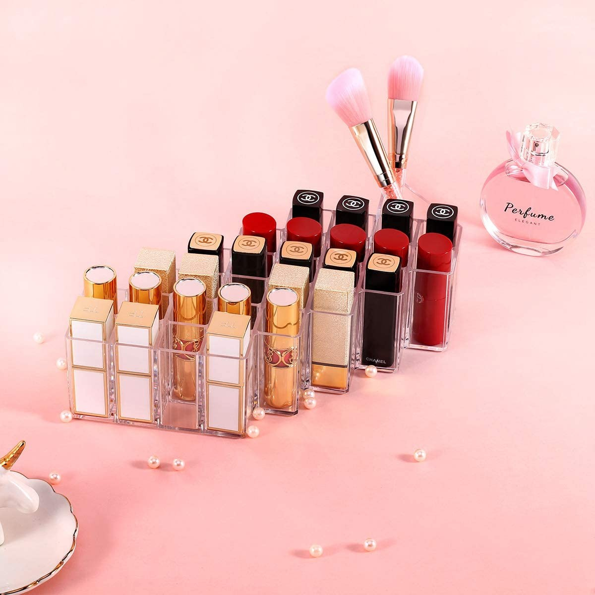 (270x120x65mm) Acryl Beauty Make Up Organizer Lippenstift Aufbewahrungsbox 29 Fächer - Transparent