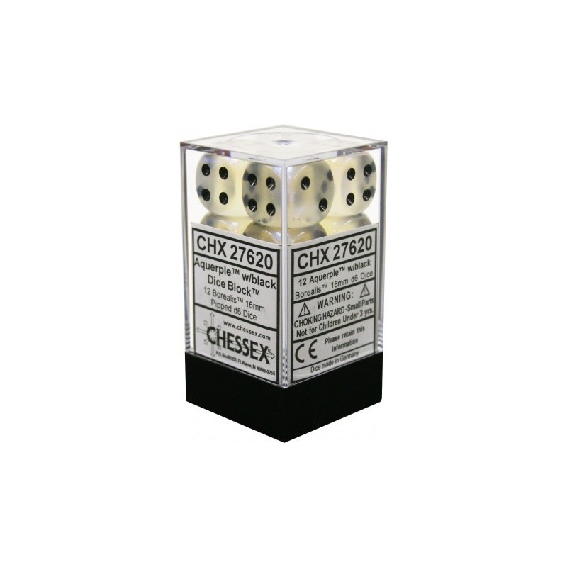 Boîte de 12 dés 6 * borealis * AQUERPLE