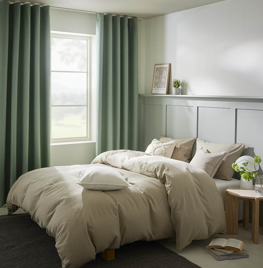 Made lin/bomull sengesett 140x200 beige