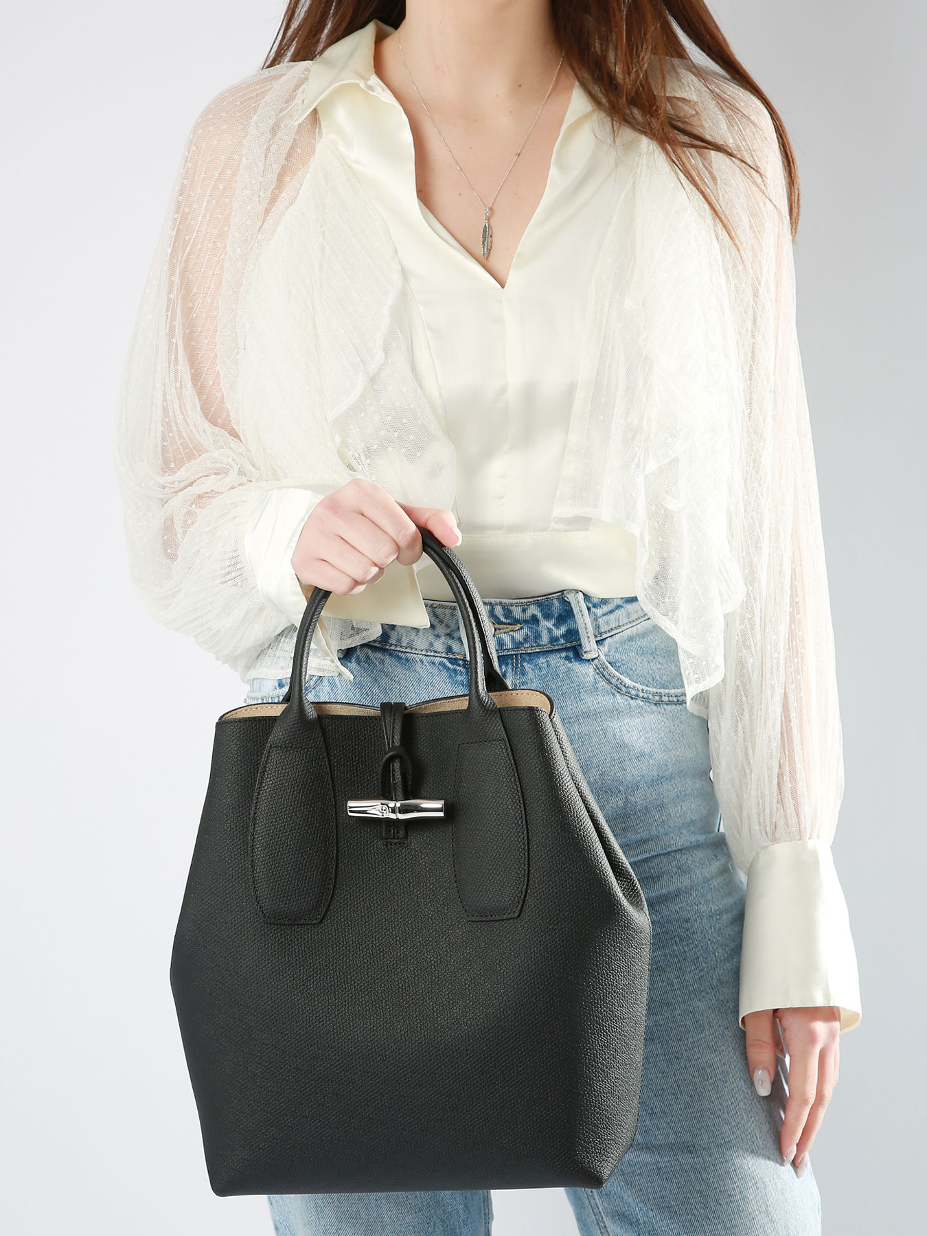 Sac port main Roseau cuir LONGCHAMP