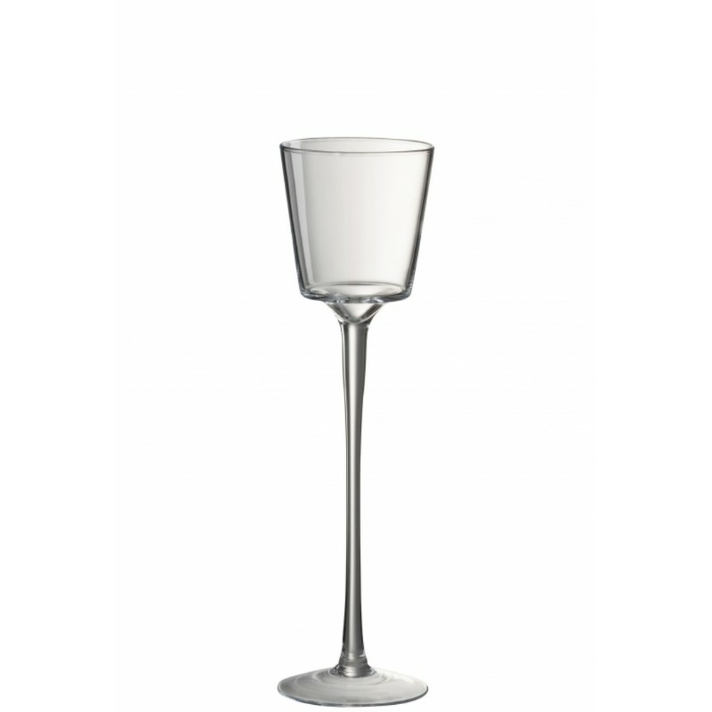 Bougeoir conique sur pied en verre transparent 11x11x40cm