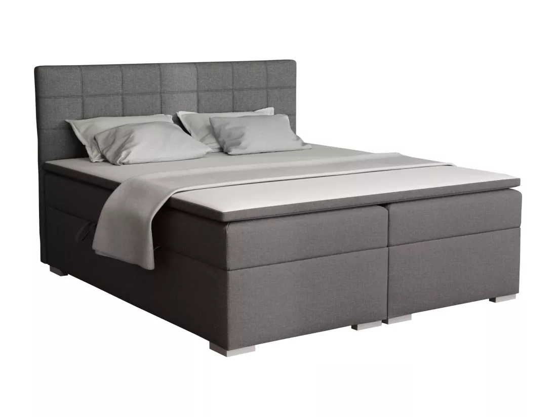LIT BOXSPRING avec rangements pour la literie Torland, 140x200 cm, Lux 06 (Gris)