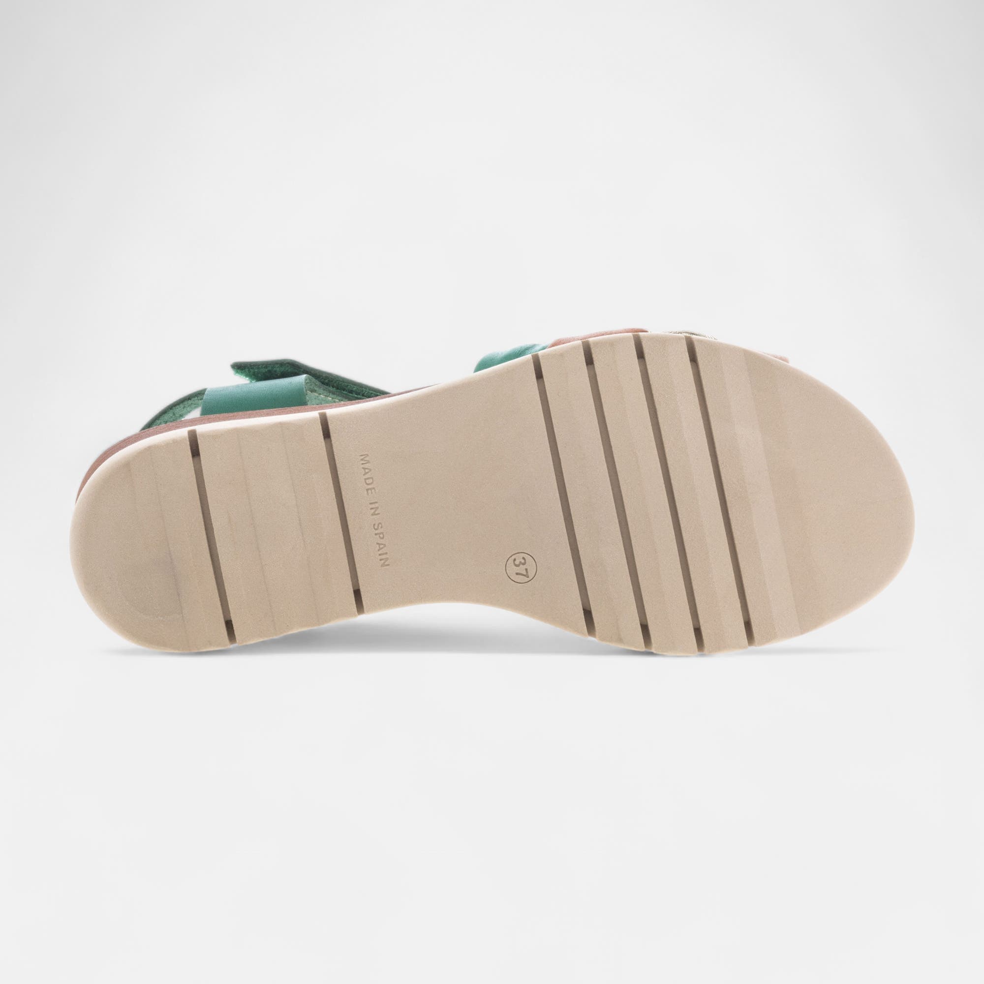 Sandales à talon compensé Femme en cuir vert