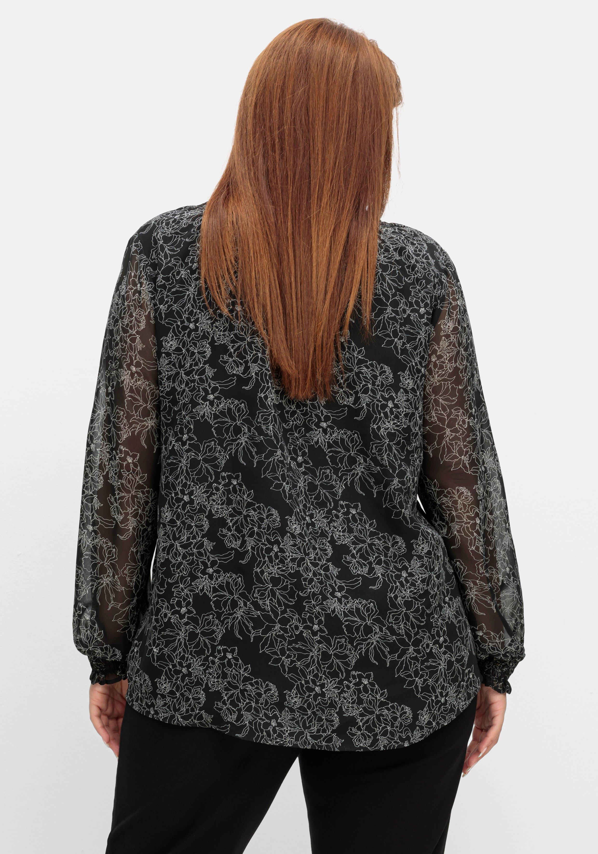 Chiffontunika in Petite Passform, mit Blumenprint