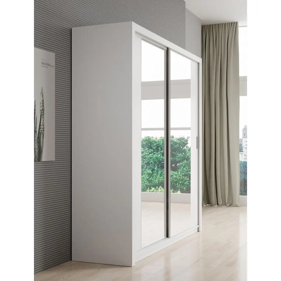 Meubella - Kledingkast Blake - Wit - 200 cm - Met spiegel