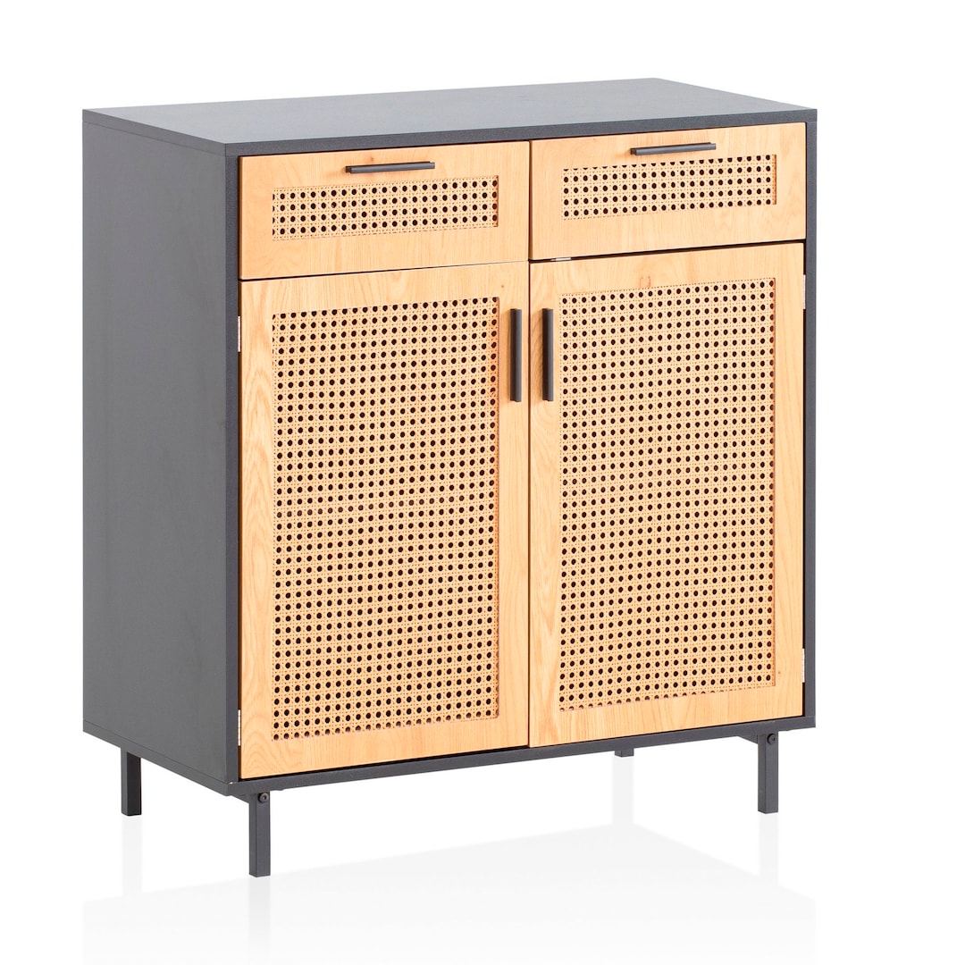 Sideboard 80 x 87 cm schwarz matt/braun