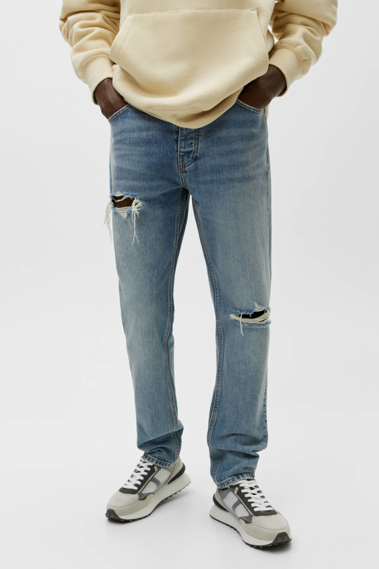 Calça jeans slim anos 90 - azul médio