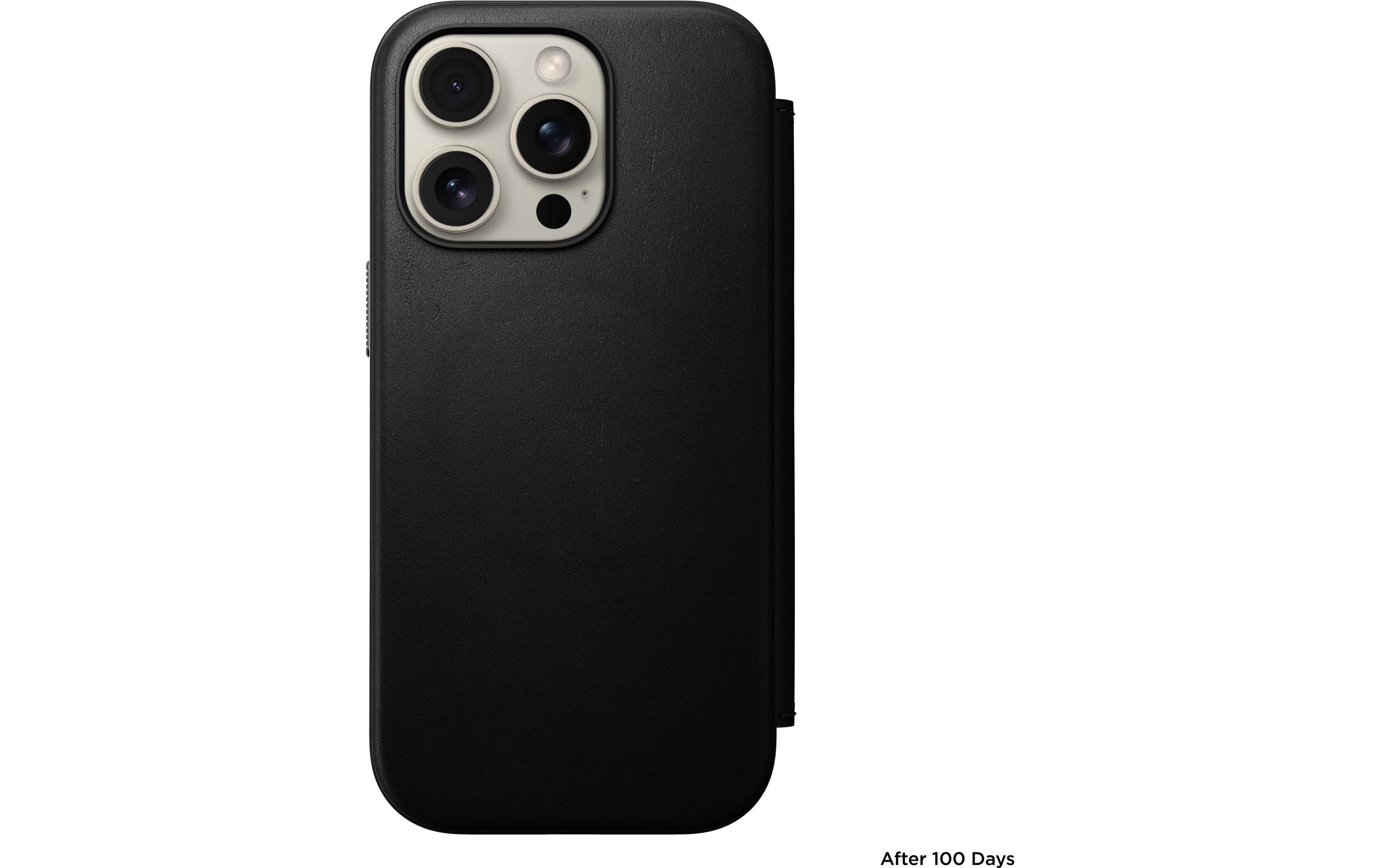 Book Cover Modern Leather iPhone 16 Pro SchwarzModernes Leder Folio für das Apple iPhone 16 Pro
