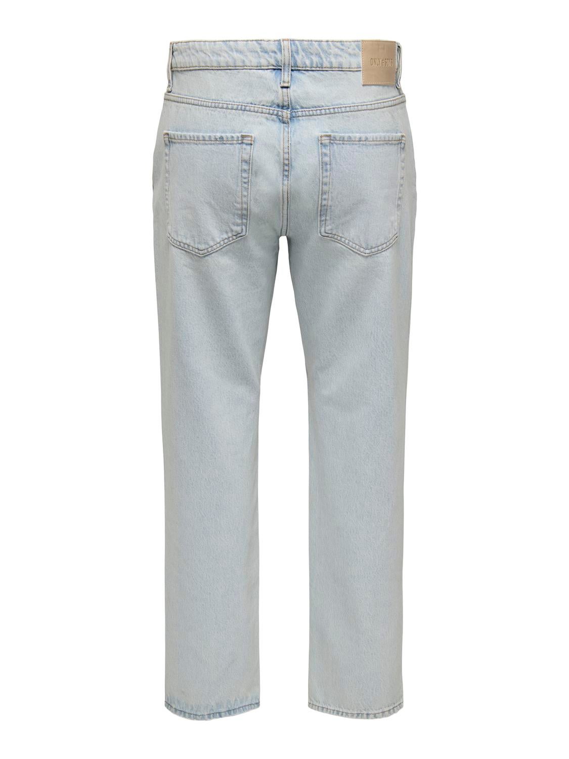 ONSEDGE Mittlere Taille Gerade geschnitten Jeans Light Blue Bleached Denim