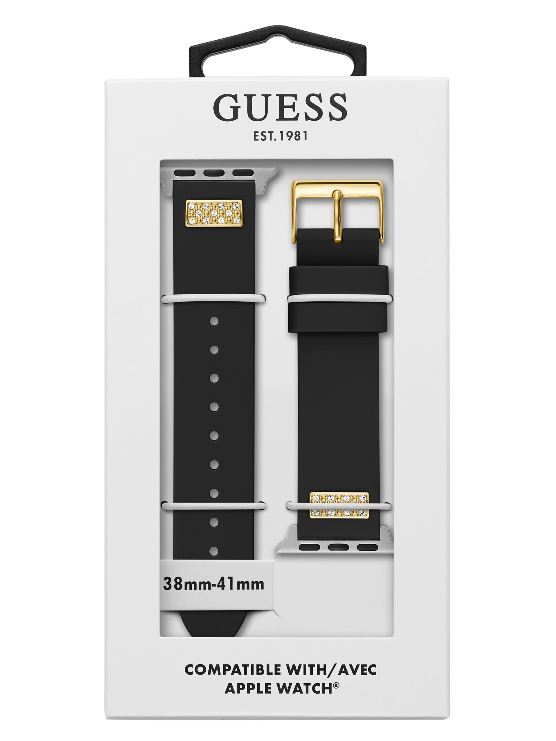 Pulseira de silicone preta com strass para Apple Watch® de 38 a 40 mm