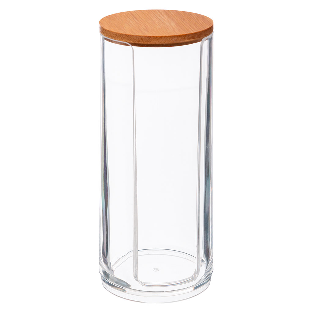 Distributeur de coton bambou et plastique 7.5x7.5x17.6cm