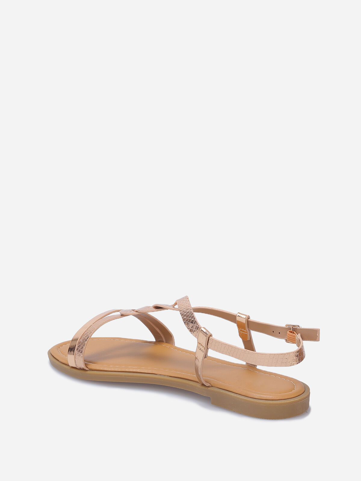 Nu-pieds avec bride style écailles grandes tailles- Doré rose